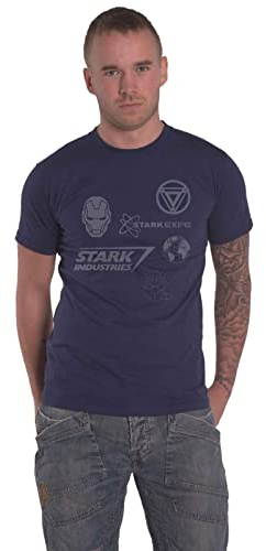 Marvel Iron Man T Shirt Stark Industries Expo Logo Official Mens Blue M