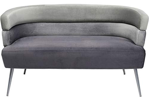 Kare Design Sofa Sandwich 2-Sitzer, Grau, handgearbeitet, Sofa, Couch, Loveseat, Wohnzimmer, Samptoptik, Stahlfüße, 64x125x64 cm (H/B/T)