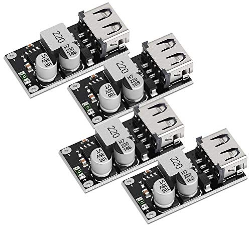 DROK Convertidor USB Buck, 4 módulos de carga DC-DC de 6 a 32 V, 12 V, 24 V a 5 V, QC 3.0, fuente de alimentación, regulador de voltaje, placa transformadora de voltios