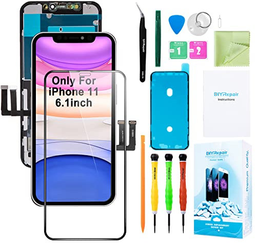 Repuesto de Pantalla de Repuesto para iPhone 11 (6,1) Touch OEM LCD Kit de reparación Completo – Digitalizador de Pantalla de Repuesto con Placa Trasera, Adhesivo Impermeable, Vidrio Templado