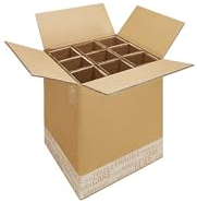 ratioform | Flaschenkarton Post/DHL | mit Kartoneinlage | VE 10 Stk | Innenmaße 320 x 305 x 369 mm | für 9 Flaschen