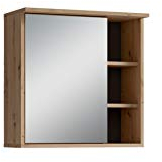 byLIVING Spiegelschrank Wellness mit pflegeleichter und robuster Melamin Oberfläche, Spiegeltür und offene Fächer, Holzwerkstoff, braun, B 60, H 61, T 28 cm