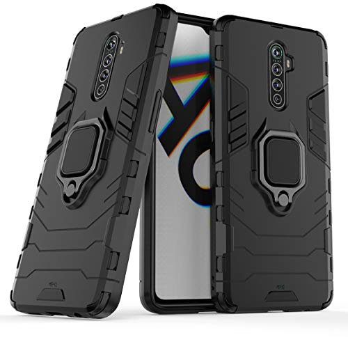 Max Power Digital Funda para móvil Realme X2 Pro con Soporte Anillo Metálico - Carcasa Híbrida Antigolpes Resistente (Realme X2 Pro, Negro)