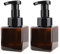Alledomain 2Pcs 250ml (8.5oz) Empty Foaming Pump Bottles, Refillable Plastic Square Foam Soap Dispenser Liquid Hand Container for Cleaning, Travel, Cosmetics, Liquid Soap, Body Wash (Brown)