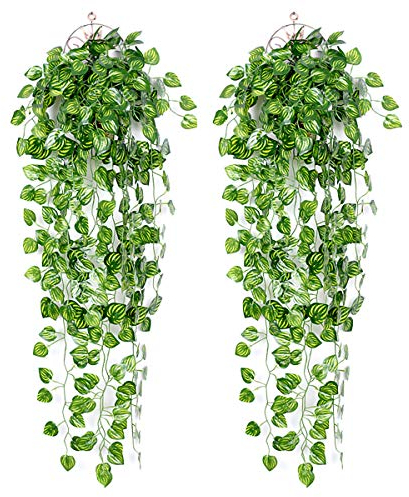 Ousuga Artificial Ivy Garland,2PCS Ivy Garland Fake Vine Greenery Leaves Fake Plants Hanging Vine Plant for Home Kitchen Garden Office Wedding Wall Decoration Indoor Outdoor