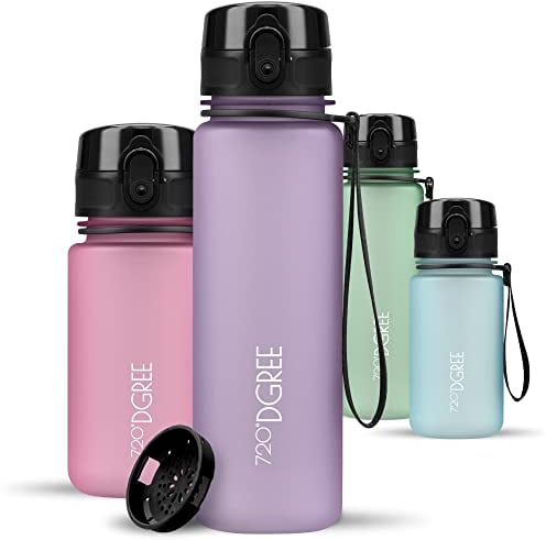 720°DGREE Trinkflasche Kinder 500ml “uberBottle“ softTouch +Sieb - Auslaufsicher, BPA-Frei - Flasche für Schule, Sport, Fitness - Wasserflasche aus Tritan - Schmal, Leicht, Stoßfest, Wiederverwendbar
