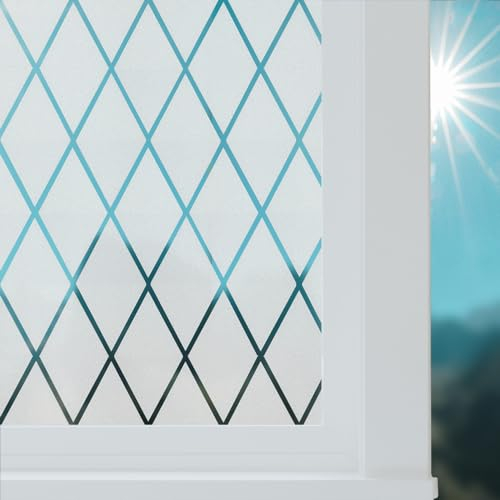 FEOMOS Fensterfolie Gitter Transparent,Milchglasfolie Selbsthaftend Fester,Blickdicht Sichtschutzfolie Statisch Haftend Anti-UV für Zuhause Büro 60x200cm