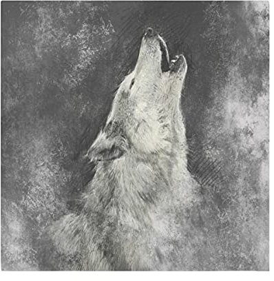 TropicalLife HaJie Servietten Vintage Heulender Wolf Tierdruck Dinner Serviette Papier Satin Polyester Tuch wiederverwendbare Servietten für Tisch Kinder 50,8 x 50,8 cm, 1 Stück