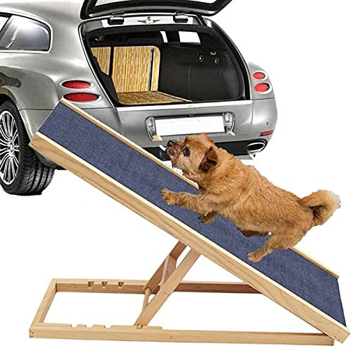 Hunderampe Hundetreppe Rampe, 2-stöckige Treppe höhenverstellbar,faltbar rutschfest Tierrampe Einstiegshilfe Auto PKW Kofferraum, Kofferraumrampe Haustierleiter Klappbar(70 x 36 cm)