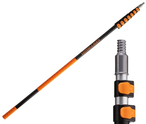 1.5-9.1m Telescopic Extension Pole // 5-30 ft Multi-Purpose Extendable Pole with Universal Twist-on Metal Tip // Lightweight & Sturdy // Best Telescoping Pole for Painting, Dusting & Window Cleaning