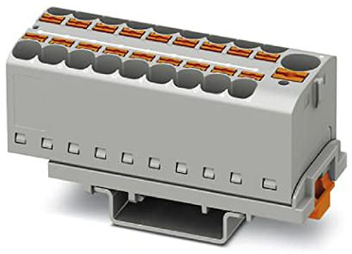 PHOENIX CONTACT PTFIX 10/18X4-NS35 GY Verteilerblock, Anzahl der Anschlüsse 19, Querschnitt 0,5 mm² - 10 mm², AWG 20 - 6, Breite 28,6 mm, Grau, 8 Stück