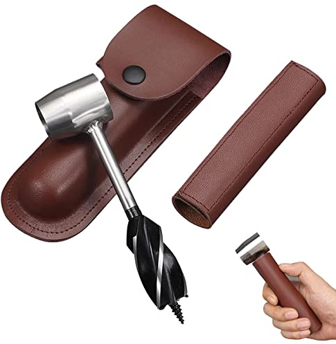 Manueller Schlangenschlüssel Scotch Eye Schneckenbohrer Mehrzweck-Schlangenbohrer Set Feldbushcraft Survival Werkzeug Handbohrer mit Scheibe, Bushcraft Gear für Camping und Outdoor Backpacking