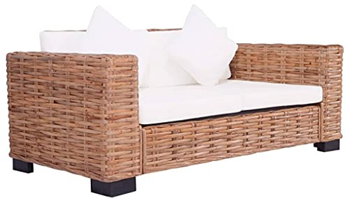 INLIFE 2-Sitzer Gartensofa Natürliches Rattan