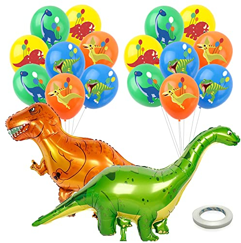 Palloncini Dinosauri, 18 Pezzi Dinosauro Gonfiabile 3D Gonfiabili con Palloncini in Lattice di Tema Dinosauri per Decorazioni per Feste di Compleanno