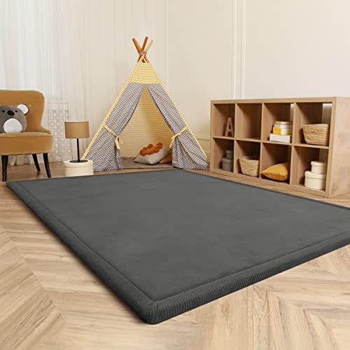 Paco Home Teppich Kinderzimmer Kinderteppich Baby Spielteppich Krabbeldecke Krabbelmatte Weich rutschfest Jungen Mädchen Deko, Grösse:200x350 cm, Farbe:Anthrazit