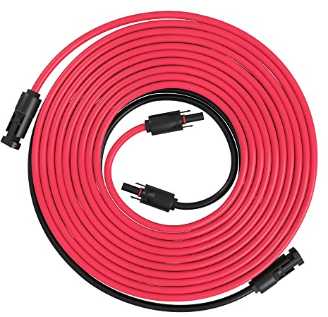 BLUETTI Solarkabel 10M Kabel Solar Verlängerungskabel mit Solarpanel Buchse und Stecker, Solarpanel Adapter, Rot + Schwarz Solar Kabel Für Automobile Solarpanel Kabel (10M)