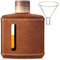 Handgefertigte Crazy Horse Leder-Flachmann für Likör für Männer, Glas-Whiskeyflasche mit Trichter & Holzdeckel, Premium-Flachmann-Set, Geschenkidee für Männer und Frauen (200 ml)