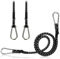COM-FOUR® 3x Cinghie elastiche - cinghie per bagagli con strisce bianche - corda con moschettone - cinghie elastiche per biciclette, auto, bagagli (80 cm - 3 pezzi - nero)