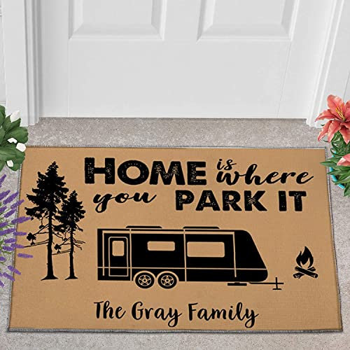 Bath Mat Home Is Where You Park It Indoor Outdoor Mat Dirt Trapper Non-Slip Kitchen Mats For Bedroom Kitchen Entry 40X60Cm