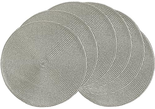 Tischsets/platzsets Abwaschbar 6er Set, Tischset Rund, Hitzebeständig und rutschfest Platzdeckchen für küche Speisetisch und Hotel,Grey