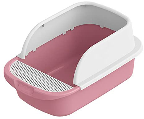 MagiDeal Bac à litière pour Chat, Facile à Nettoyer, sans Odeur, résistant aux éclaboussures 45 x 30 x 18 cm, bac à litière pour Chat, bac à litière Ouvert, Rose