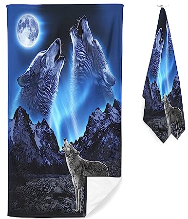 Doiicoon Mikrofaser Handtücher - Strandtuch 90x180 cm Wolf Badetuch Strandlaken Wölfe Badetuch groß 100x200 Strandhandtuch Mikrofaser Handtücher 50x100cm für Wander (100 x 200 cm,1)