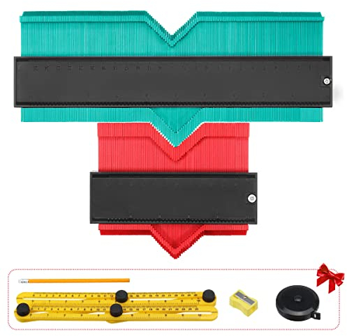 Form Konturenlehre Duplikator 12,7 cm und 25,4 cm ProfIile Gauge Kontur-Duplikationen Kopierwerkzeug Messlineal Set mit Multi-Zubehör für Ecken und konturierte 6 Packungen Upgrade