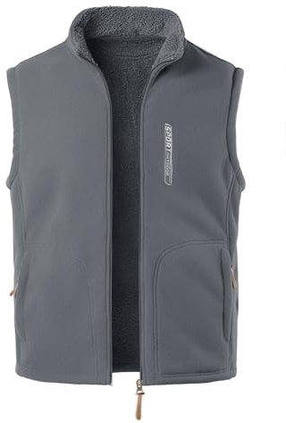 MeiLayM Uomo Smanicato Caldo Autunno e Inverno Giacche Gilet e Gilet in Pile Uomo Gilet In Pile Con Cerniera Intera con Gilet da Fotografia All'aperto Collare Giacca Senza Maniche, Grigio, XXL