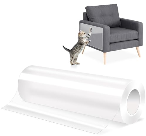 Idota Katzen Kratzschutz Folie 20mx500cm, Selbstklebend Katze Kratzschutzfolie Transparent PVC Anti Kratz Tape Starke Klebrigkeit Möbelschoner Kratzpads Sofa Kratzschutz Katze Kratzschutz Tür Hund