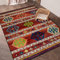 Jiyuhang Wohnzimmer Teppich 140x200, Boho Vintage Kurzflor Waschbar Bunt Dunkelrot, Blau Grün Geometrisch Karo Design für Heimdekoration
