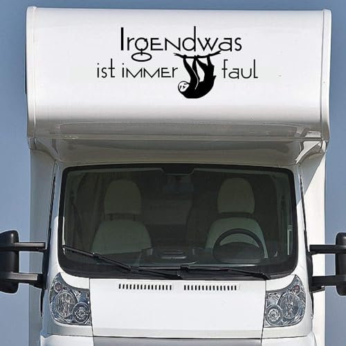Wohnmobil Wohnwagen Aufkleber Lustiger Spruch ca 110cm Irgendwas ist Immer faul mit niedlichem Faultier Sticker Camping Urlaub