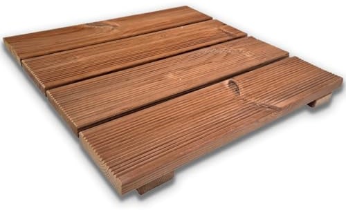 SUNWOOD Tapis de douche 50 x 50 cm en bois Thermo-Wood intérieur/extérieur, avec pieds antidérapants