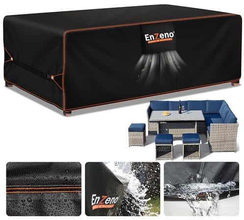Enzeno Cube Garden Furniture Covers Waterproof for Outdoor, patio Rattan Cube Set Cover outside, Heavy Duty Oxford Fabric Garden Square Table Cover with Air Vent (180 * 100 * 74 cm)…