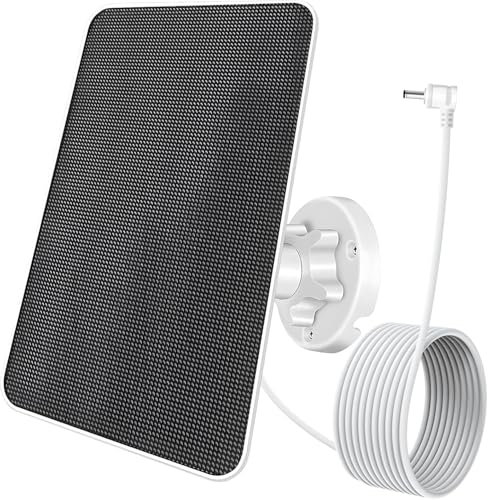 DEHKATA Solar Panel for Ring Camera, 6W Ring Solar Panel for Spotlight Cam Battery, Solar Panel for Ring Stick Up Cam Battery, Barrel Plug Connector 5V Ring Camera Solar Panel Charger, White