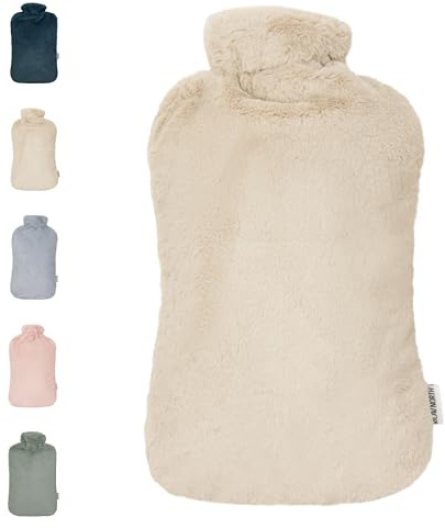 Ølav North XXL Wärmflasche mit Nordic Fur Bezug, 3.4 Liter, Beige, Besonders weicher Stoff Hergestellt aus nachhaltigen Materialien, Geschenk für Frauen, Freundin