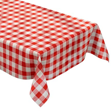 KEVKUS Wachstuch Tischdecke 84B rot kariert Karo Vichy wählbar in eckig, rund und oval - Größe eckig 140x340cm Schnittkante