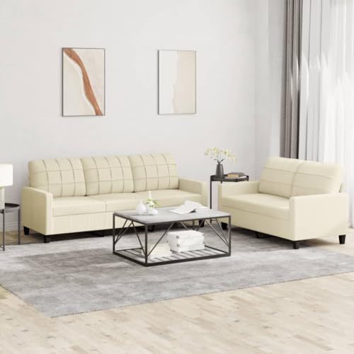 Willood 2 Sitzer + 3 Sitzer Sofa Couch Loungesofa Sessel Kunstleder Creme