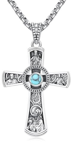 KATHLU Cross Necklace for Women Men 925 Sterling Silver Jesus Cross Pendant Christian Necklace Jewelry Gifts