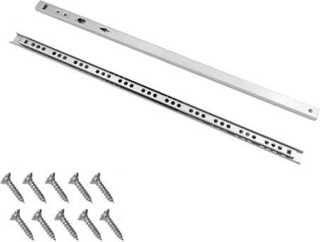 Schubladenschienen 17mm Kugelgelagert Set, Teilauszug aus verzinktem kaltgewalztem Stahl, leise Schubladenführung mit Schnellentriegelung, 6 Paar inkl. 60 Schrauben, 300/350/400 mm