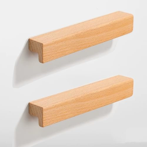 SYZOW 6 Stück Möbelgriffe, Schrankgriffe Holz, Lochabstand 128mm Holz Griffe Möbel