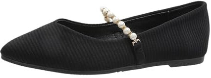 Moda Donna Perla Decorativo Casual Scarpe Bocca Bassa Punta Piatto Antiscivolo Traspirante Scarpe Casual Donne Stivali da Pioggia Scarpe Pioggia Alla Moda Donna Scarpe Piatte, Nero , 37 EU