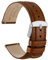 WOCCI 20mm Uhrenarmband für Herren und Damen, Echtes Leder - Top Genarbtes Leder, Schnellverschluss, Silberne Schnalle (Goldbraun)