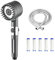 Trissano Duschkopf, Trissano Hydro-Sense Duschkopf mit Filter und Schlauch – Hochdruck Handbrause, 4 Strahlarten, Wassersparend (DUSCHKOPF + 5 FILTER + SCHLAUCH (1,5 Meter))