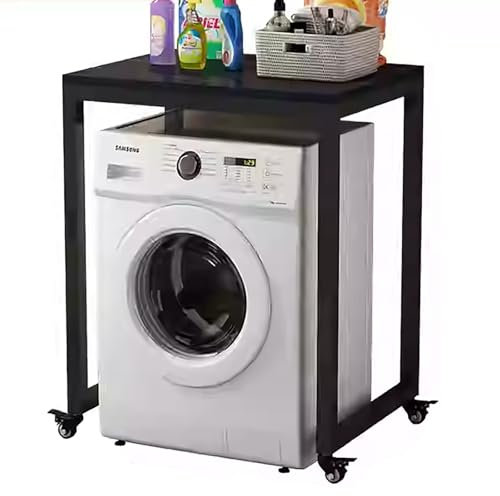 Armario Para Lavadora Y Secadora Con Ruedas,Encima Del Estante De La Lavadora,Estantería Para Lavadoras,Mueble Lavadora Secadora Exterior,Separador Lavadora Secadora(Black/white)