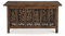 iAnanas Vintage-Couchtisch aus massivem Mangoholz – Handgefertigter Couchtisch aus Holz mit geschnitzten Details, braunes Finish, dekorativ und robust für das Wohnzimmer – 92 x 45 x 45 cm