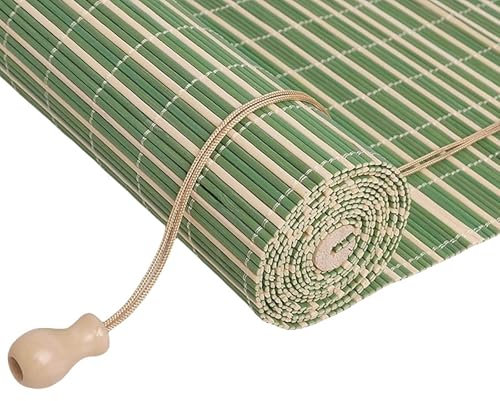 70% Blackout Store Bambou Intérieur Exterieur Store Enrouleur Bambou Naturel Store Vénitien en Bois pour Fenêtres Jardins Intimité Anti-UV 60 95 100 110 125 140 150 160 175 180cm Personnalisé Vert