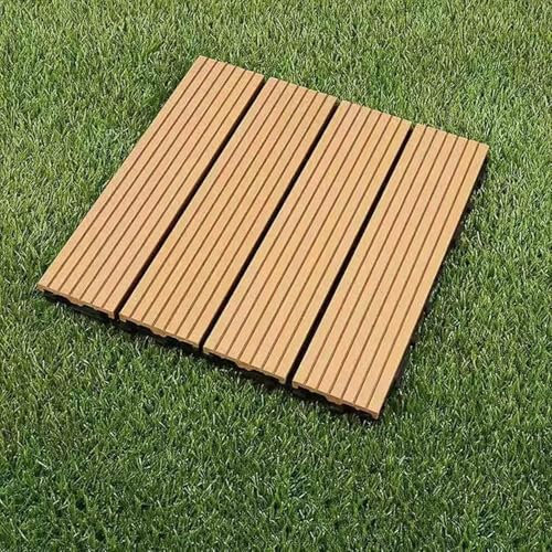 ELzEy Baldosa de Piso entrelazada for Exteriores, baldosa de Madera y plástico, Suelo Interior, balcón, Alfombra Cuadrada, decoración de Patio, 1 Unidad(Original Wood)