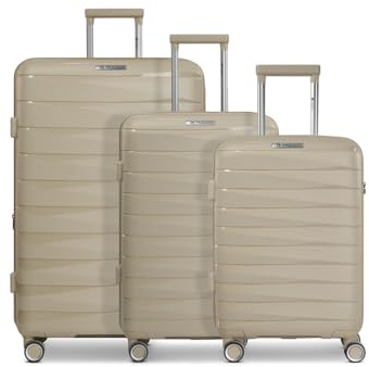 Franky Koffer-Set 3-teilig für Damen und Herren | Reise-Trolleys 49 x 28 x 74 cm aus hochwertigem, leichtem Polypropylen Material | Erweiterbar & TSA-Schloss | London Serie