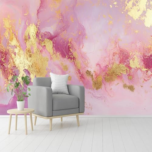 Custom Size Wall Murals,Pink Gold Marble Abstract Self-Adhesive Removable Wall Covering Fabric, Large Photo Wallpaper for Living Room Bedroom Kitchen Office Kids.