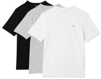 Tommy Hilfiger Herren 3er Pack T-Shirts Kurzarm mit Rundhalsausschnitt, Mehrfarbig (Grey Heather/Black/White), S